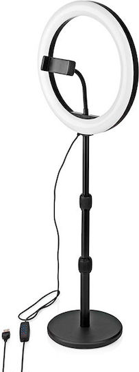 Nedis Ringlicht 26cm 2700 - 6700K mit Desktop Ständer/Halterung Halterung und Halterung für Handy