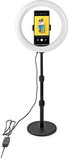 Nedis Ringlicht 26cm 2700 - 6700K mit Desktop Ständer/Halterung Halterung und Halterung für Handy