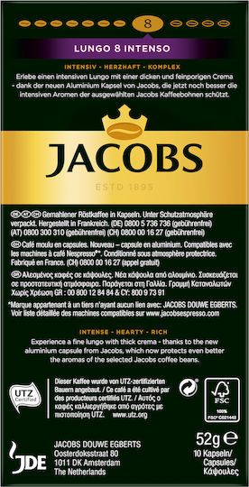 Jacobs Capsule Espresso Lungo Intenso Compatibile cu Mașină Nespresso 10 bucăți