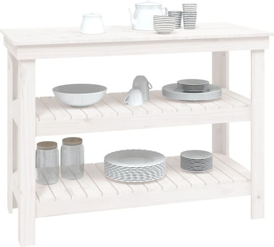 Table Bar from Solid Wood White 110.5x50x80cm