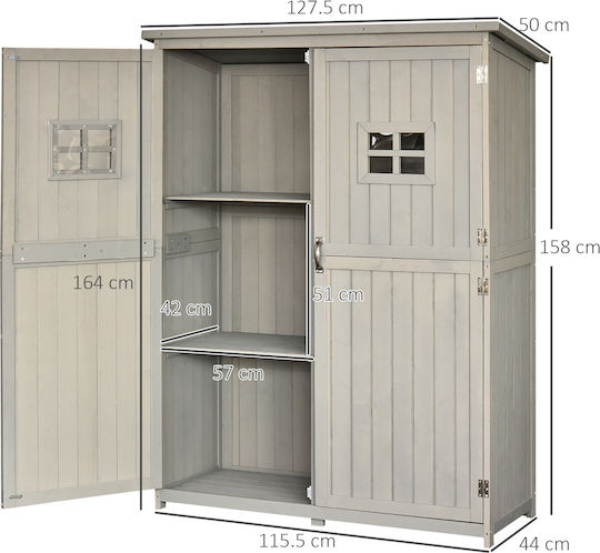 Wooden Garden Shed L1.275xW0.5xH1.64m