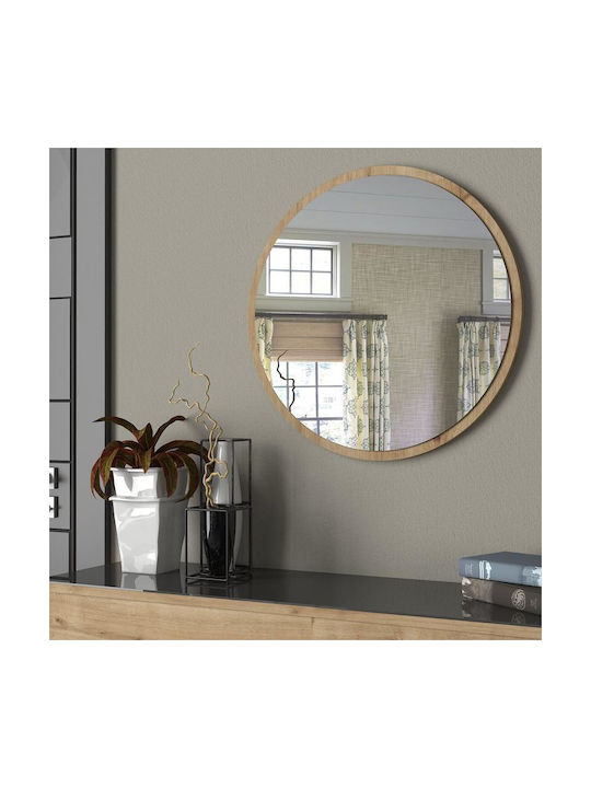 Fylliana Hector Wall Mirror with Sonoma Wooden Frame Diameter 60cm 1pcs