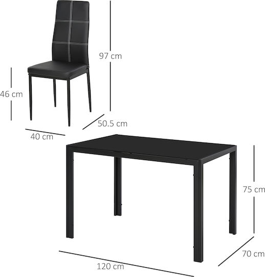 Τραπεζαρία με 4 Καρέκλες 120x70εκ.