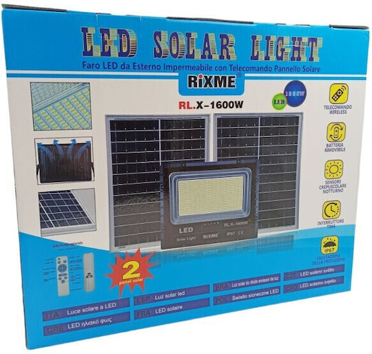 Rixme Στεγανός Ηλιακός Προβολέας LED 1600W με Τηλεχειριστήριο IP67
