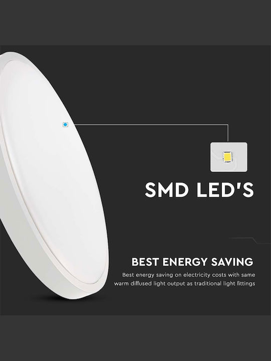 V-TAC Wandmontierte Außen-Deckenleuchte LED IP44 24W mit Warmweiß Licht 29.5x6.5εκ.