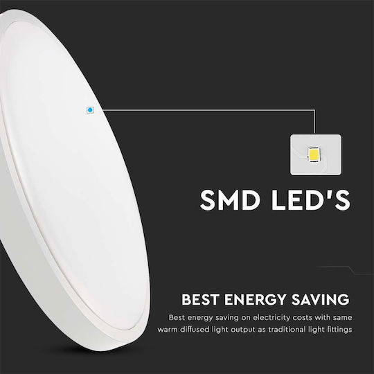 V-TAC Aplice De Exterior Pentru Perete Lampă De Tavan LED IP44 24W Cu Alb Cald 29.5x6.5x6.5cm