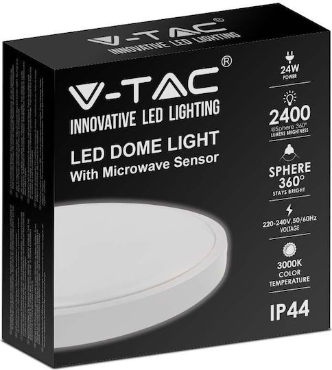 V-TAC Aplice De Exterior Pentru Perete Lampă De Tavan LED IP44 24W Cu Alb Cald 29.5x6.5x6.5cm