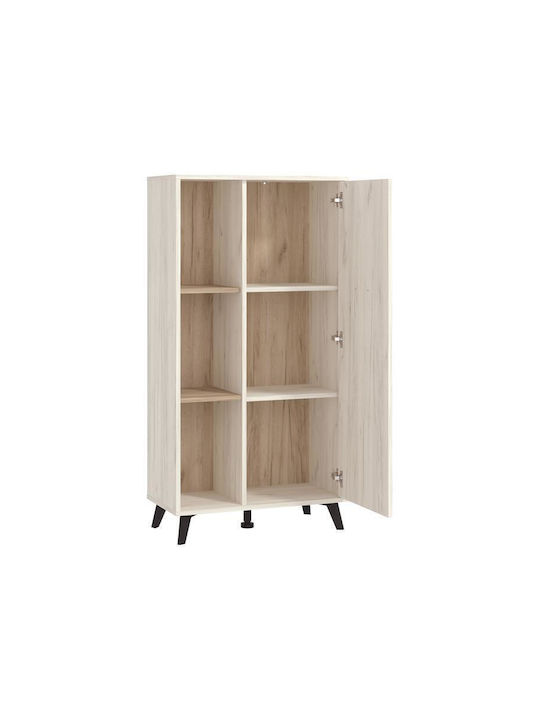 Umbria POP Wohnzimmer Vitrine aus Spanplatte Graue Eiche / Weiß 67.5x33x130.5cm