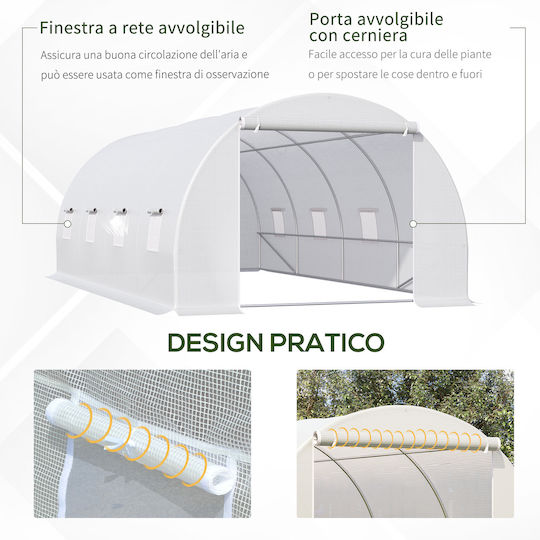 Outsunny 845-120 Seră Tunel cu Cadru Metalic 6x3x2m