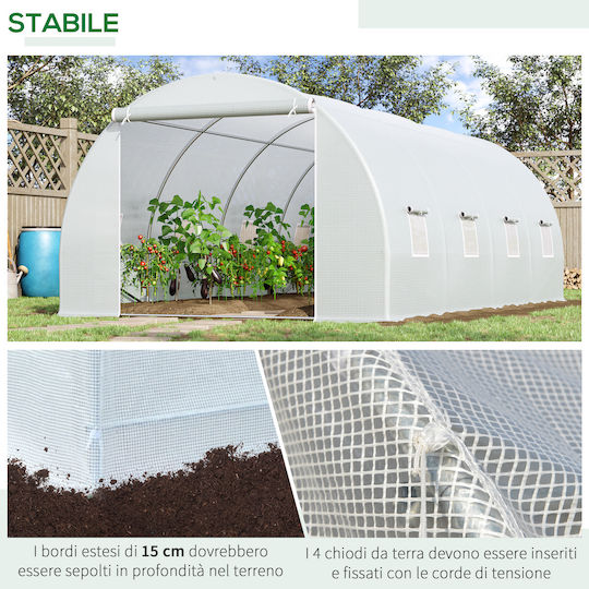 Outsunny 845-120 Seră Tunel cu Cadru Metalic 6x3x2m