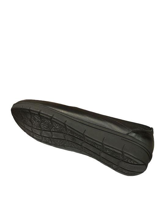 Leather Women's Moccasins in Black Color