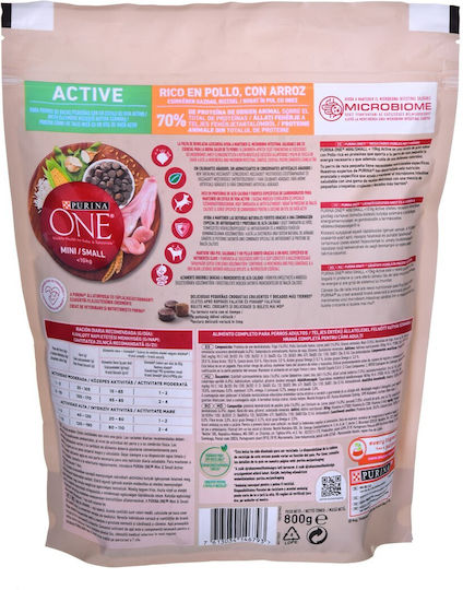 Purina One 0.8kg Dry Food for Small Breed Dogs with Chicken, Poultry, Wheat, Rice, Corn and Fish