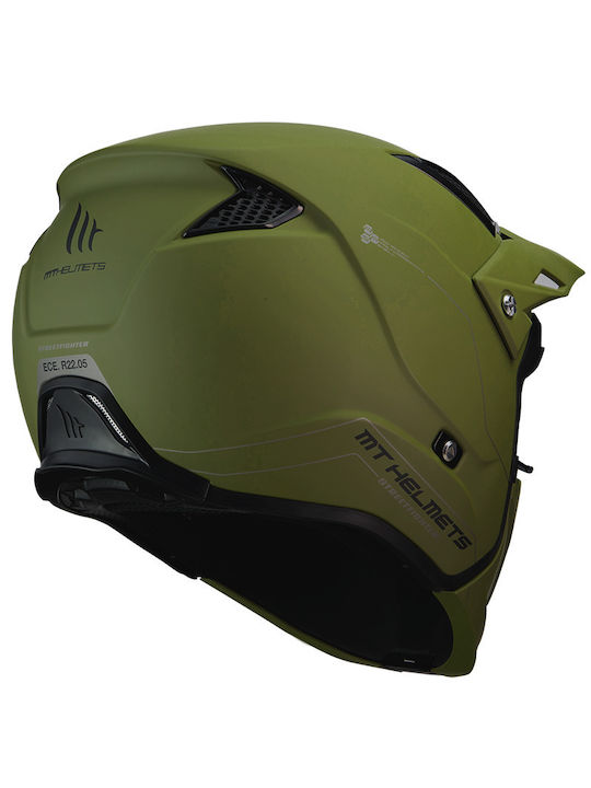 MT Streetfighter SV A6 Matt Khaki Motorcycle Helmet Modular DOT / ECE 22.05 1300gr with Sunvisor