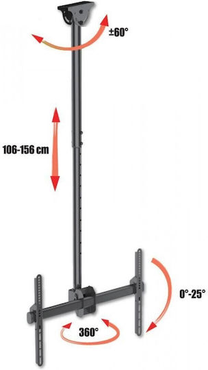 Techly ICA-CPLB 946L Βάση Τηλεόρασης Οροφής έως 70" και 50kg