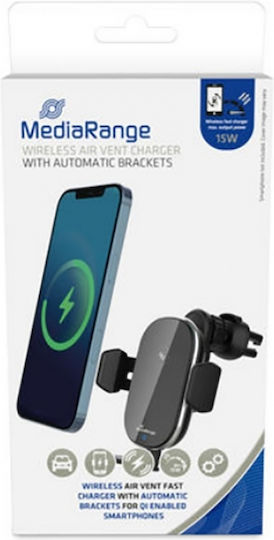 MediaRange Car Mobile Mount with Adjustable Hooks and Wireless Charging Black