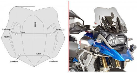 Givi Motorcycle Windshield & Windscreen Tinted Visor for BMW R 1200 GS Adventure 2016-2017 D5124B
