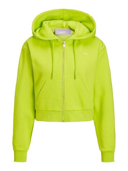 Cropped Women's Sweatshirt Jacket Hooded Lime