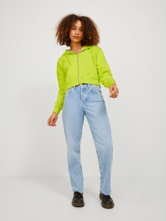 Cropped Women's Sweatshirt Jacket Hooded Lime