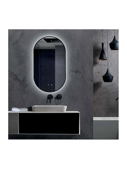 Imex Tokyo Oval Bathroom Mirror Led Touch made of Metal 50x90cm Pink Gold