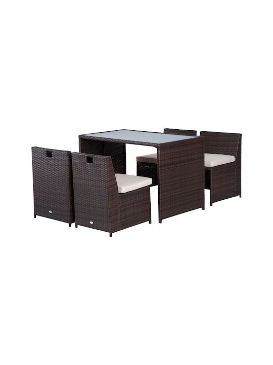 Set Sala De Mese Pentru Exterior 5 Piese Outsunny Cu Perne