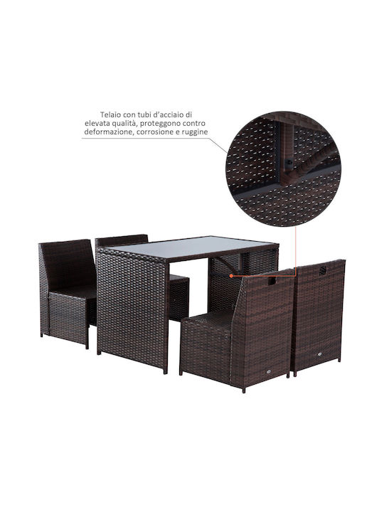 Set Sala De Mese Pentru Exterior 5 Piese Outsunny Cu Perne