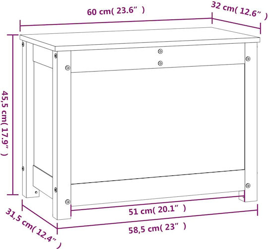 vidaXL Wooden Decorative Trunk Brown 60x32x45.5cm