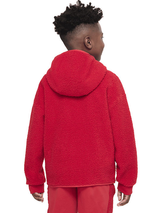 Nike Παιδική Ζακέτα Fleece με Κουκούλα Κόκκινη