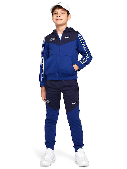 Αθλητική Παιδική Ζακέτα Φούτερ Dri-Fit Βαμβακερή με Κουκούλα Μπλε Sportswear