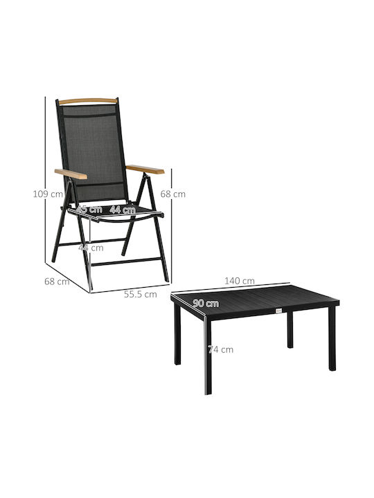 Outsunny Garten- und Outdoor-Möbelsets 5 Stück Schwarz