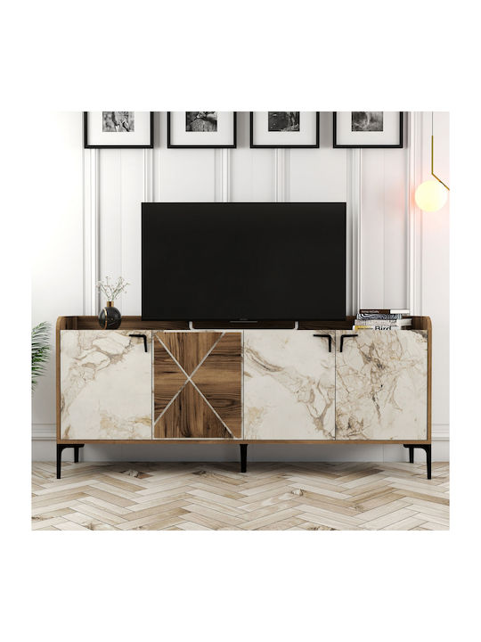Μπουφές Καρυδί / Εφέ Λευκού Μαρμάρου 180x35x78cm