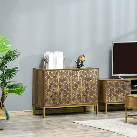 Sideboard Wooden Brown / Gold 99x39x75.5cm