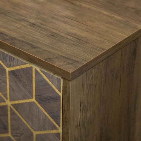 Sideboard Wooden Brown / Gold 99x39x75.5cm