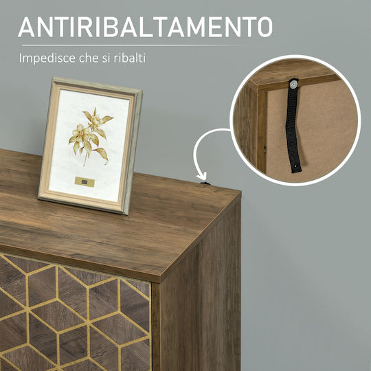 Sideboard Wooden Brown / Gold 99x39x75.5cm