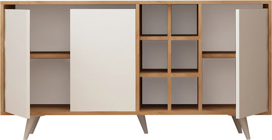 Μπουφές Ξύλινος Καρυδί / Λευκό 140x40x86cm