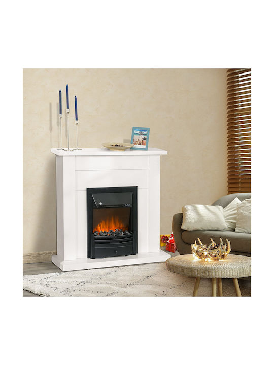 HomCom Fireplace 1000 Boden Elektrischer Kamin 2000W 102x95cm Weiß