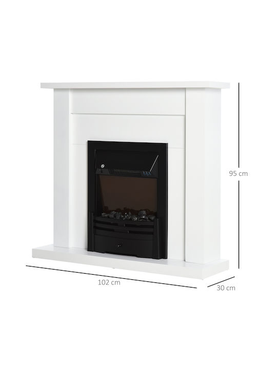 HomCom Fireplace 1000 Boden Elektrischer Kamin 2000W 102x95cm Weiß