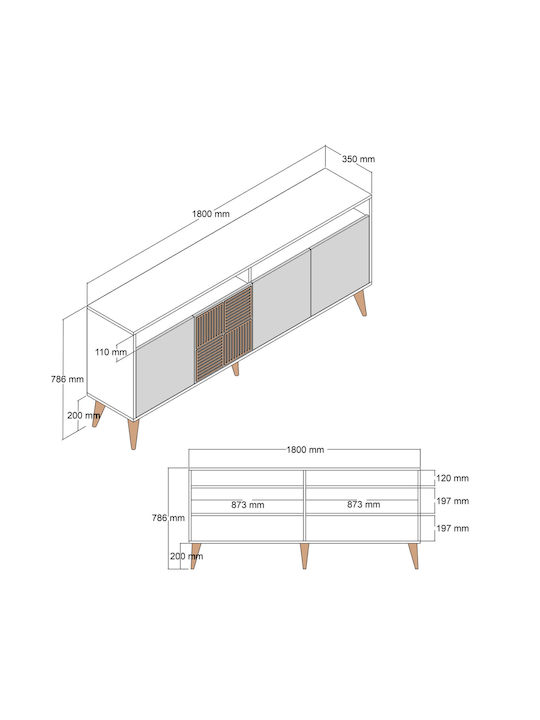 Bufet Milan Walnut / Anthracite 180x35x78.6cm