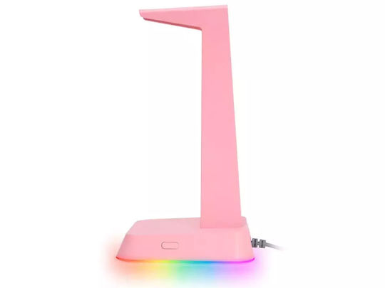 Onikuma ST-2 Επιτραπέζια Βάση Ακουστικών με Φωτισμό LED Κάρτα ήχου και Θύρα USB Ροζ