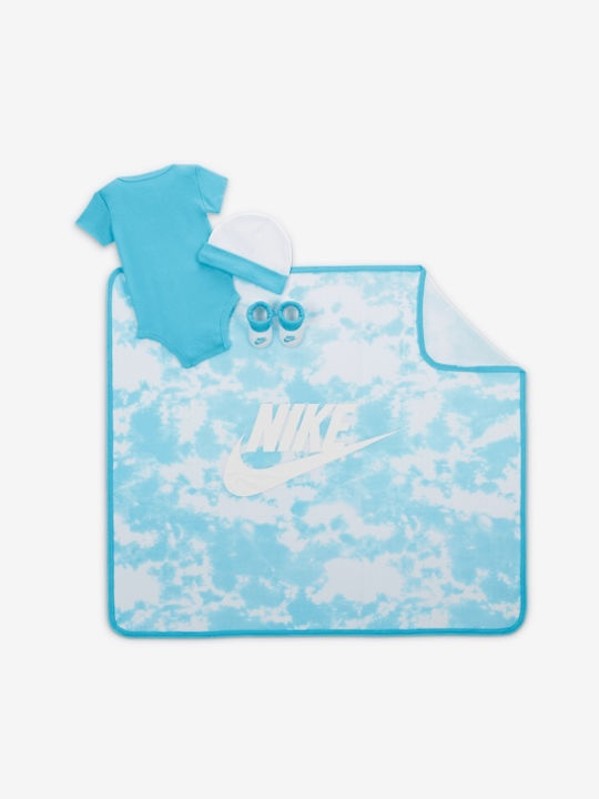 Nike Baby Bodysuit Underwear Set Short-Sleeved with Accessories Light Blue