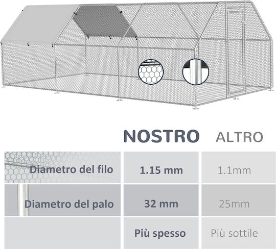 Pawhut Metallic Poultry Coop L5.7 x W2.8 x H1.95m