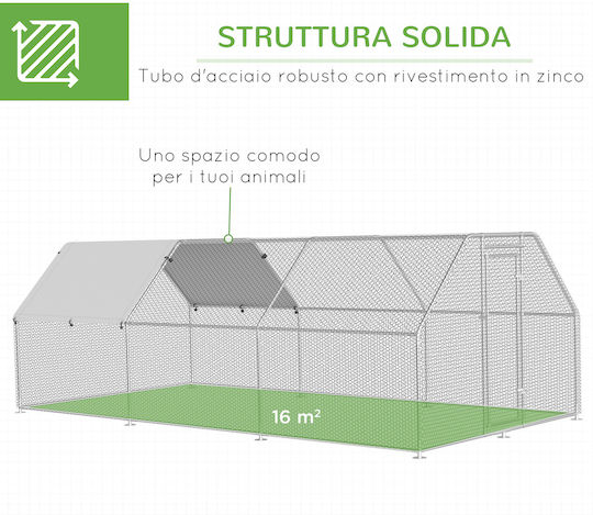 Pawhut Metallic Poultry Coop L5.7 x W2.8 x H1.95m