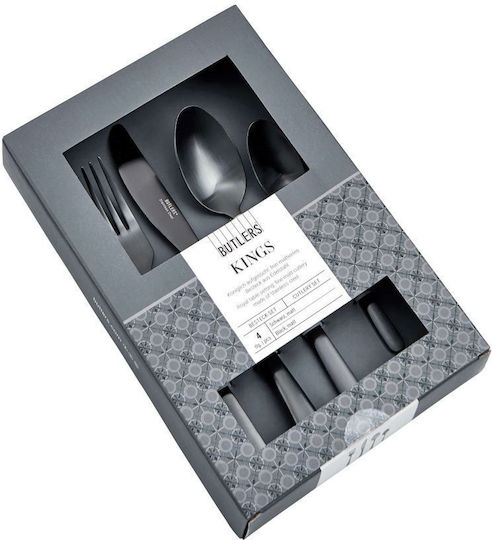 Butlers Kings Besteckset Edelstahl Schwarz 4Stück