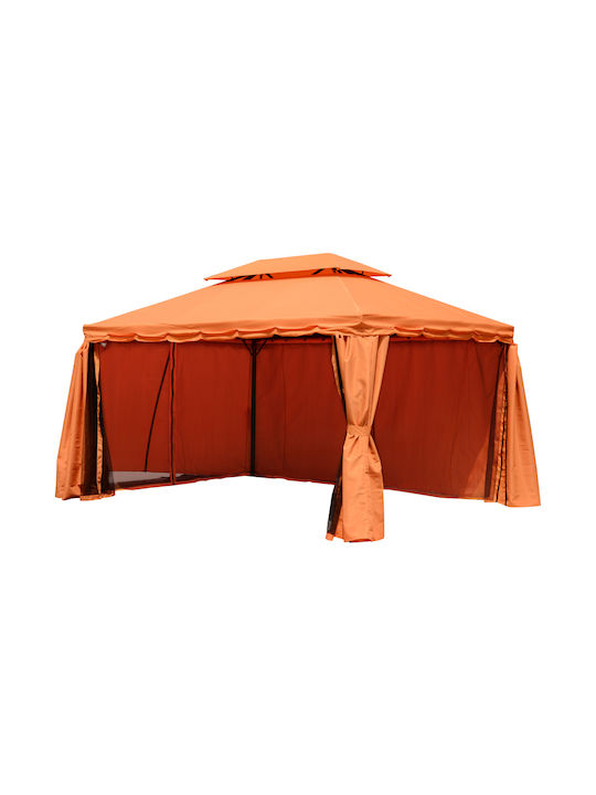 Outsunny Беседка Градина Gazebo Оранжев 3x4м