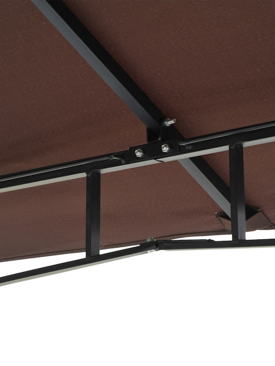Outsunny Беседка Градина Gazebo Кафяв 3x3м