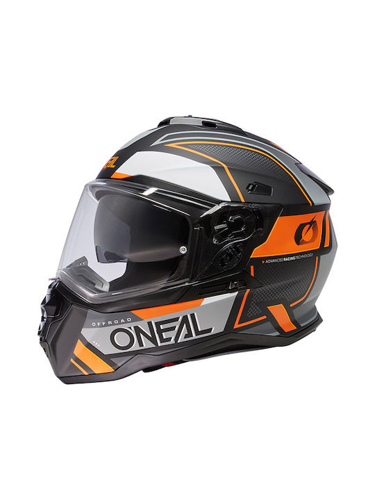 O'neal DSRS Square V.23 Full Face Helmet with Sun Visor ECE 22.06 Μαύρο/Γκρι/Πορτοκαλί