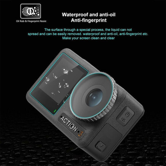 Puluz 3 in 1 Tempered Glass Προστασία Φακού για DJI Osmo Action 3