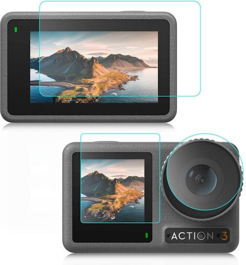 Puluz 3 in 1 Tempered Glass Προστασία Φακού για DJI Osmo Action 3