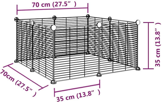vidaXL vidaXL Rodents Cage with 8 Panels 70x70x35cm