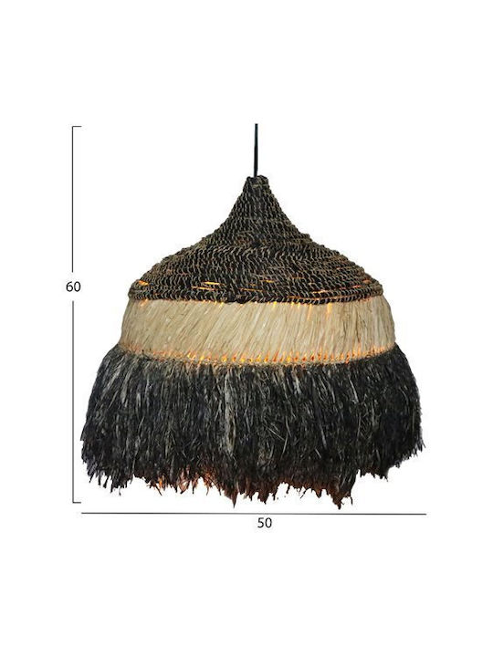 HomeMarkt Black Boho Ceiling Light with Rope for E27 Socket 50x50cm