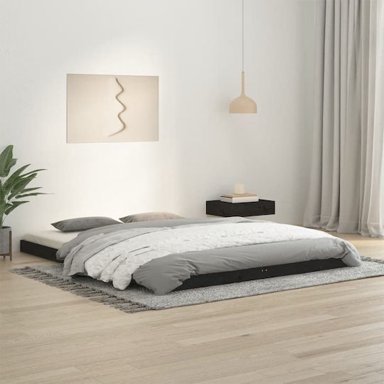 Bed Base Double made of Wood Black 150x200cm.